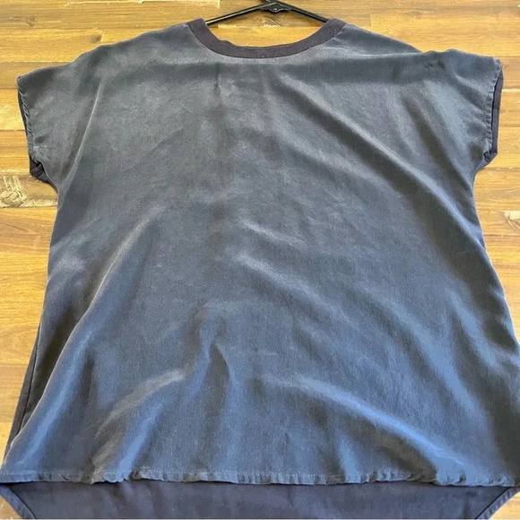 ECRU Black Silk Jersey Knit Tee T-Shirt Mix Media Short Sleeve Size Small - Picture 5 of 9